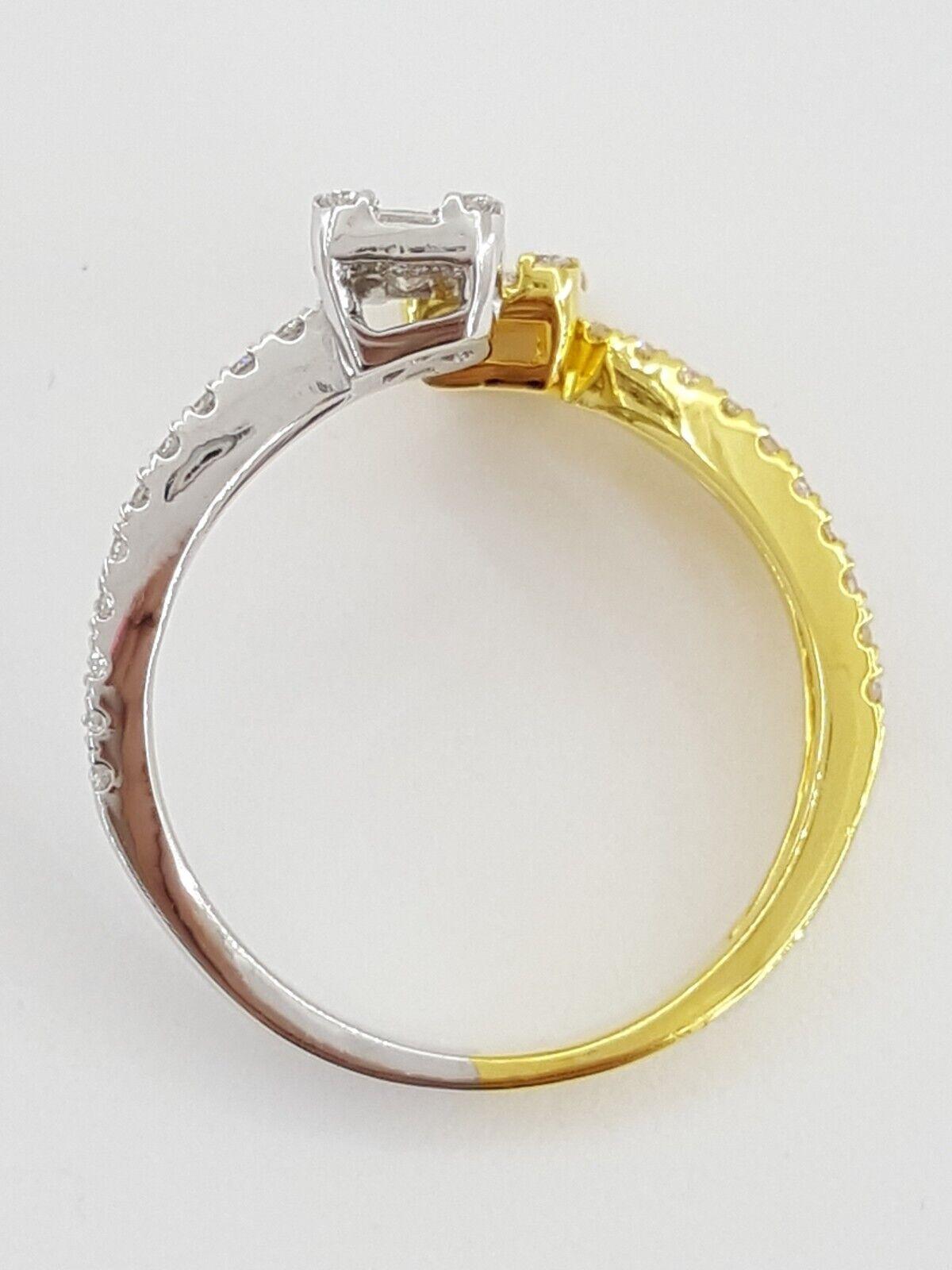 Bypass Baguette Princess & Round Diamond 1 ct 18k Two-Tone Ring Rtl 3,200