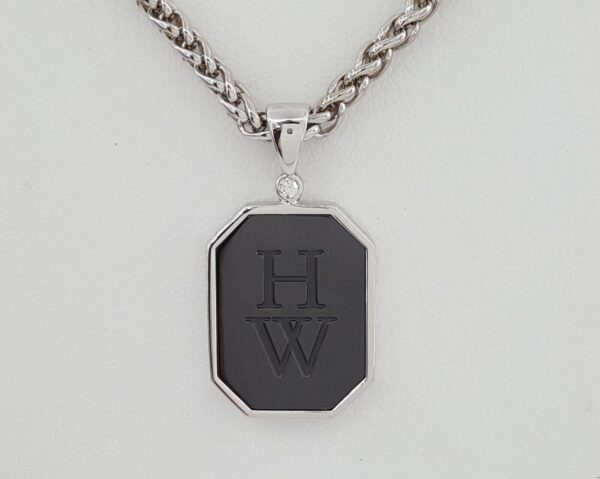 Harry Winston Zalium HW Logo Diamond 18k W Gold Pendant Necklace 30” 48 Grams