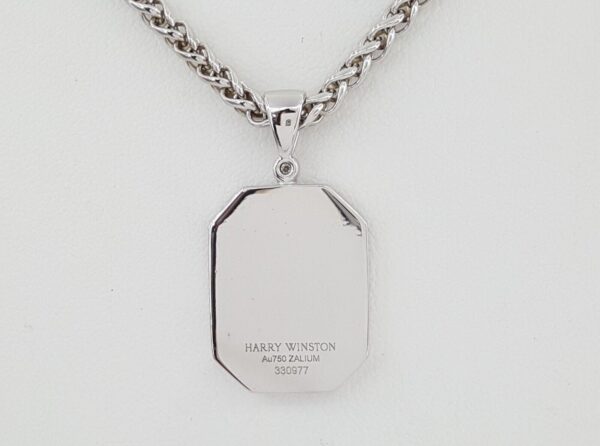 Harry Winston Zalium HW Logo Diamond 18k W Gold Pendant Necklace 30” 48 Grams