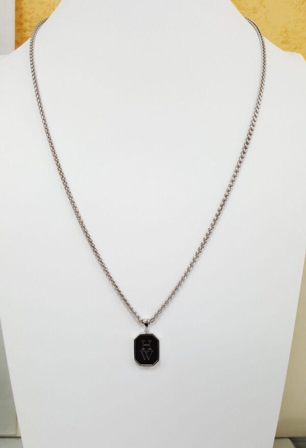 Harry Winston Zalium HW Logo Diamond 18k W Gold Pendant Necklace 30” 48 Grams