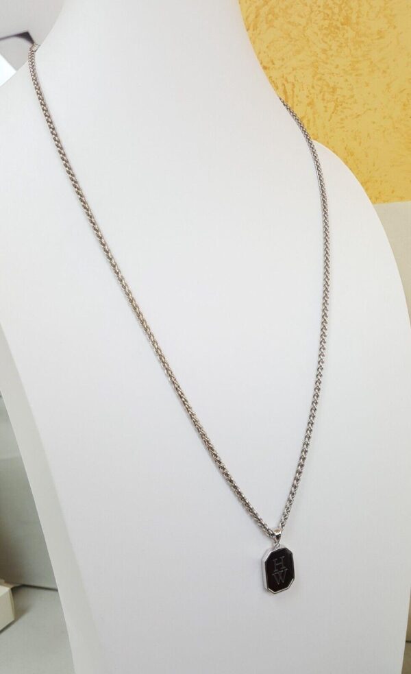 Harry Winston Zalium HW Logo Diamond 18k W Gold Pendant Necklace 30” 48 Grams