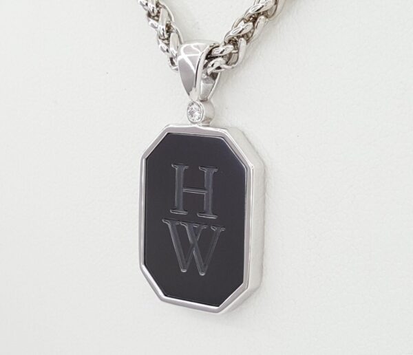 Harry Winston Zalium HW Logo Diamond 18k W Gold Pendant Necklace 30” 48 Grams
