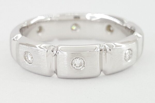 Men's 14k White Gold 0.32 ct Round Cut Diamond Eternity Wedding Band Ring 6 mm