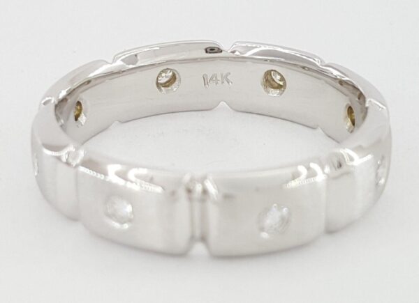Men's 14k White Gold 0.32 ct Round Cut Diamond Eternity Wedding Band Ring 6 mm
