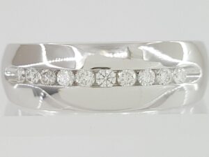 0.25 ct 14K White Gold Round Diamond Channel Set Men's Wedding Band Ring 7mm