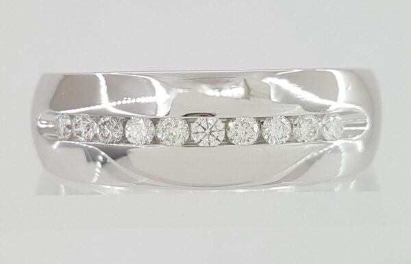 0.25 ct 14K White Gold Round Diamond Channel Set Men's Wedding Band Ring 7mm