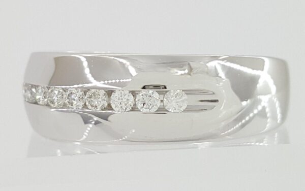 0.25 ct 14K White Gold Round Diamond Channel Set Men's Wedding Band Ring 7mm
