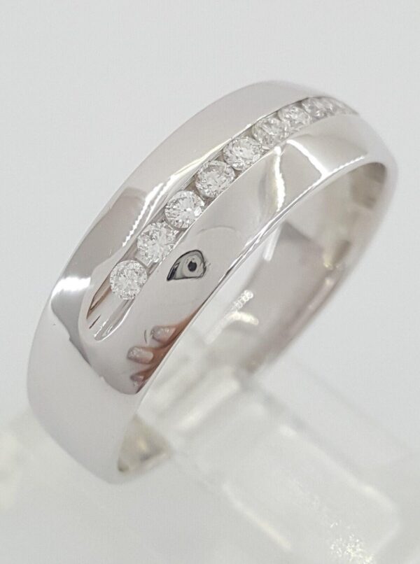 0.25 ct 14K White Gold Round Diamond Channel Set Men's Wedding Band Ring 7mm