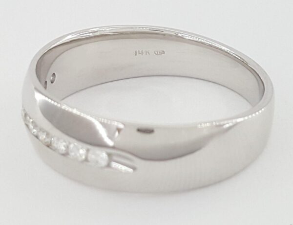 0.25 ct 14K White Gold Round Diamond Channel Set Men's Wedding Band Ring 7mm