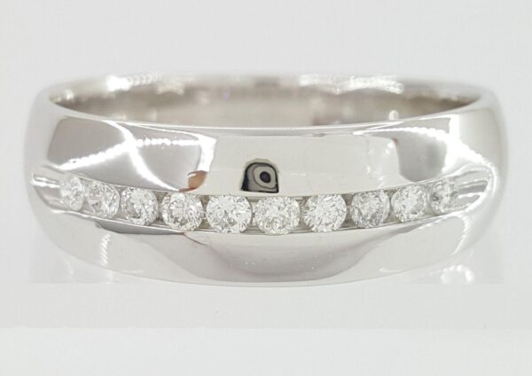 0.25 ct 14K White Gold Round Diamond Channel Set Men's Wedding Band Ring 7mm