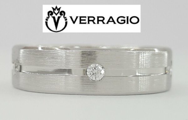 Verragio 0.25 ct Men's Platinum Diamond Wedding Band Ring 6mm 12.5 Grams Size 10