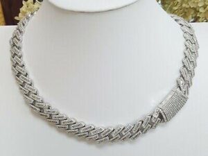 Cuban Chain Diamond 29.28 ct 14K White Gold 17.5 mm Necklace 345.7 Grams 22"