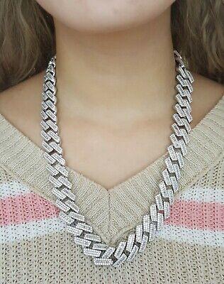 Cuban Chain Diamond 29.28 ct 14K White Gold 17.5 mm Necklace 345.7 Grams 22"