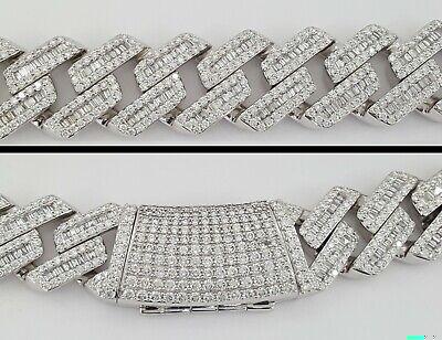 Cuban Chain Diamond 29.28 ct 14K White Gold 17.5 mm Necklace 345.7 Grams 22"