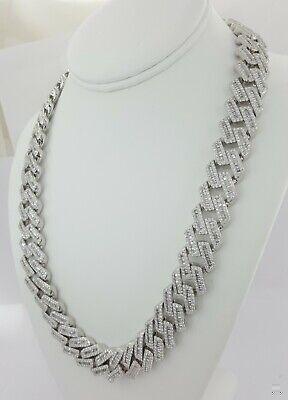 Cuban Chain Diamond 29.28 ct 14K White Gold 17.5 mm Necklace 345.7 Grams 22"