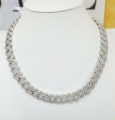 Cuban Chain Diamond 29.28 ct 14K White Gold 17.5 mm Necklace 345.7 Grams 22"