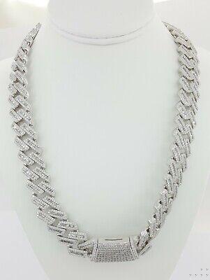 Cuban Chain Diamond 29.28 ct 14K White Gold 17.5 mm Necklace 345.7 Grams 22"
