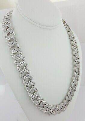 Cuban Chain Diamond 29.28 ct 14K White Gold 17.5 mm Necklace 345.7 Grams 22"