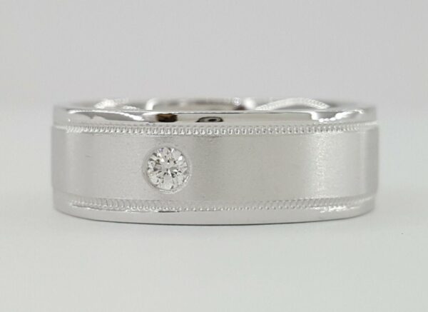 Men's 14k White Gold 0.07 ct Diamond Euro Shank Wedding Ring 7mm Size 10
