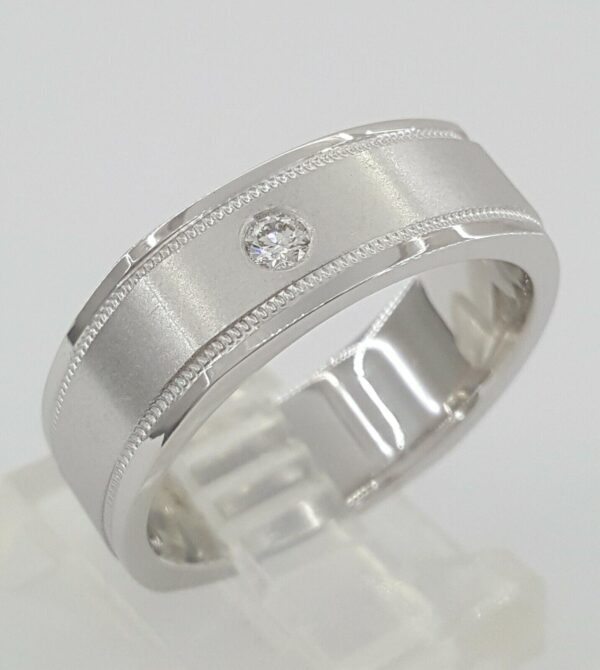 Men's 14k White Gold 0.07 ct Diamond Euro Shank Wedding Ring 7mm Size 10