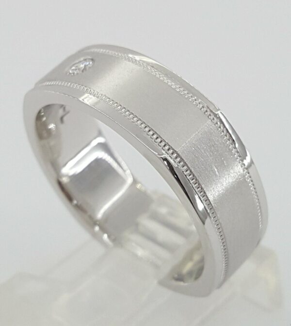 Men's 14k White Gold 0.07 ct Diamond Euro Shank Wedding Ring 7mm Size 10
