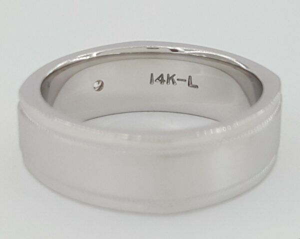 Men's 14k White Gold 0.07 ct Diamond Euro Shank Wedding Ring 7mm Size 10
