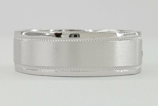 Men's 14k White Gold 0.07 ct Diamond Euro Shank Wedding Ring 7mm Size 10