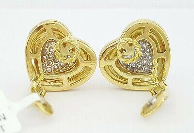 H.Stern 2.28 ct 18K Yellow Gold Double Heart Diamond Necklace & Earrings 79.4gm