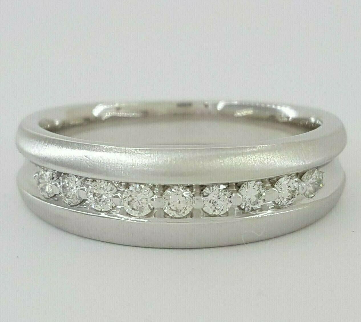 0.30 ct 14K White Gold Round Cut Diamond Channel Set Wedding Band Ring 6.3mm