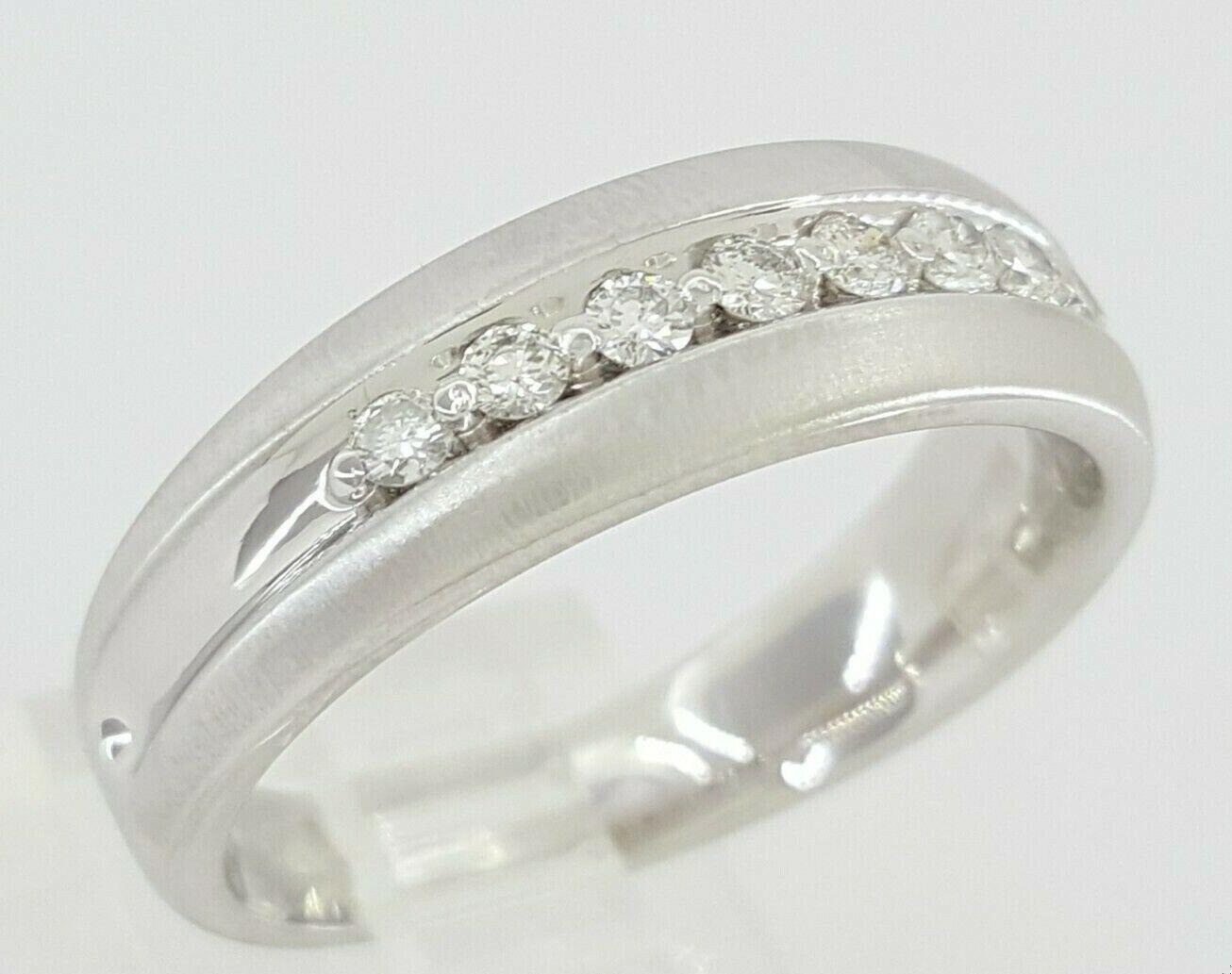 0.30 ct 14K White Gold Round Cut Diamond Channel Set Wedding Band Ring 6.3mm