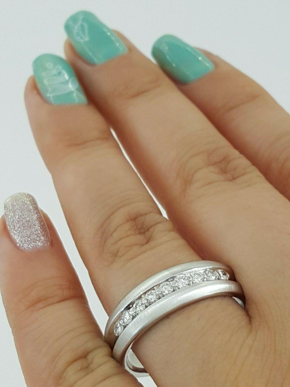 0.30 ct 14K White Gold Round Cut Diamond Channel Set Wedding Band Ring 6.3mm