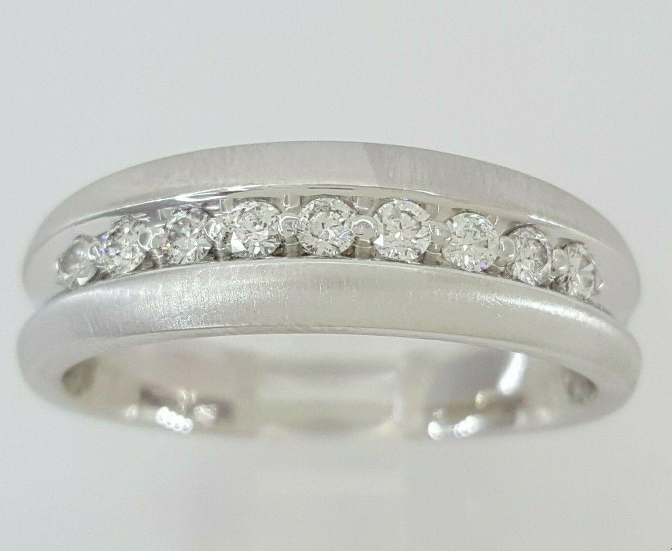 0.30 ct 14K White Gold Round Cut Diamond Channel Set Wedding Band Ring 6.3mm