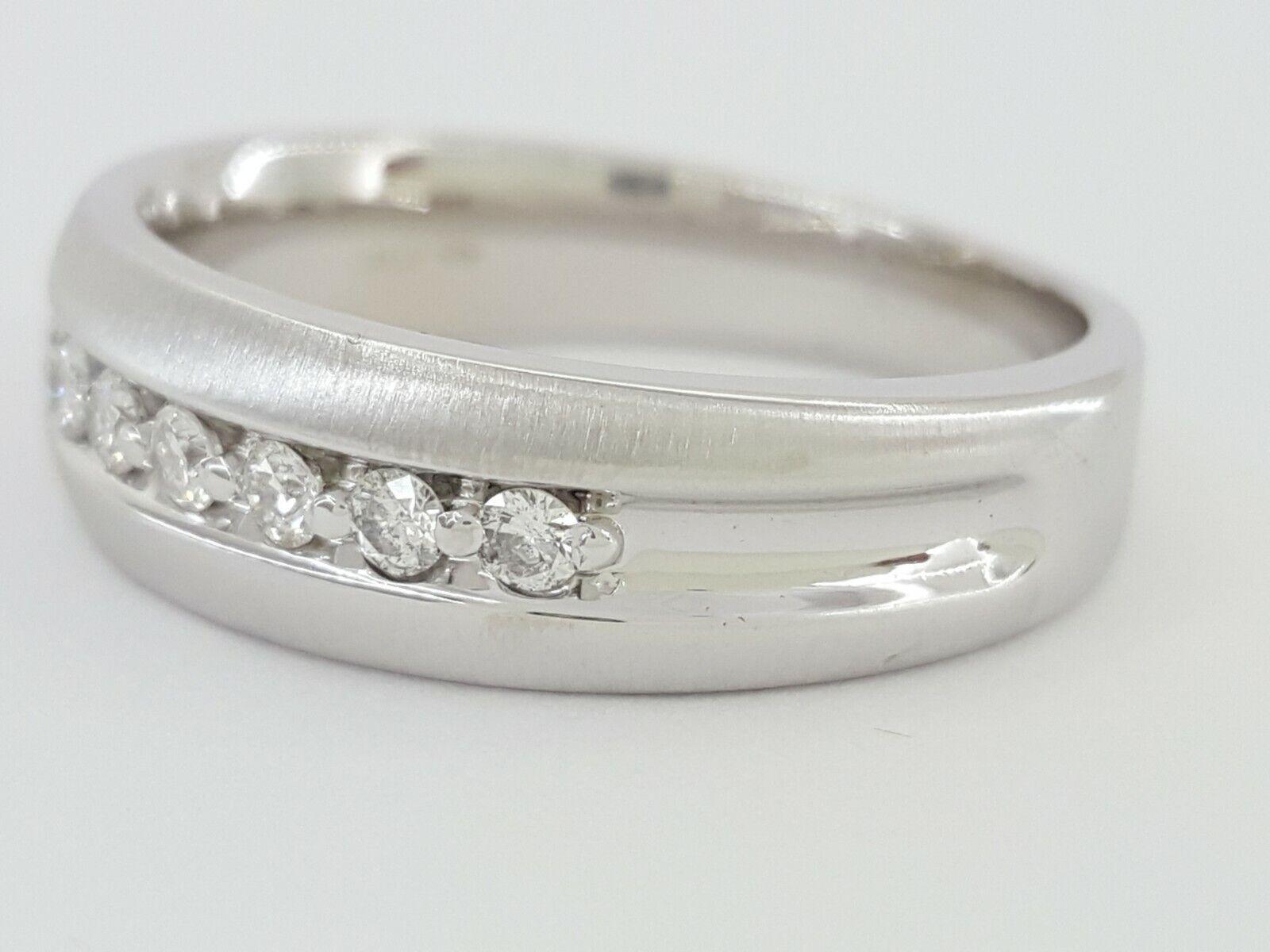 0.30 ct 14K White Gold Round Cut Diamond Channel Set Wedding Band Ring 6.3mm