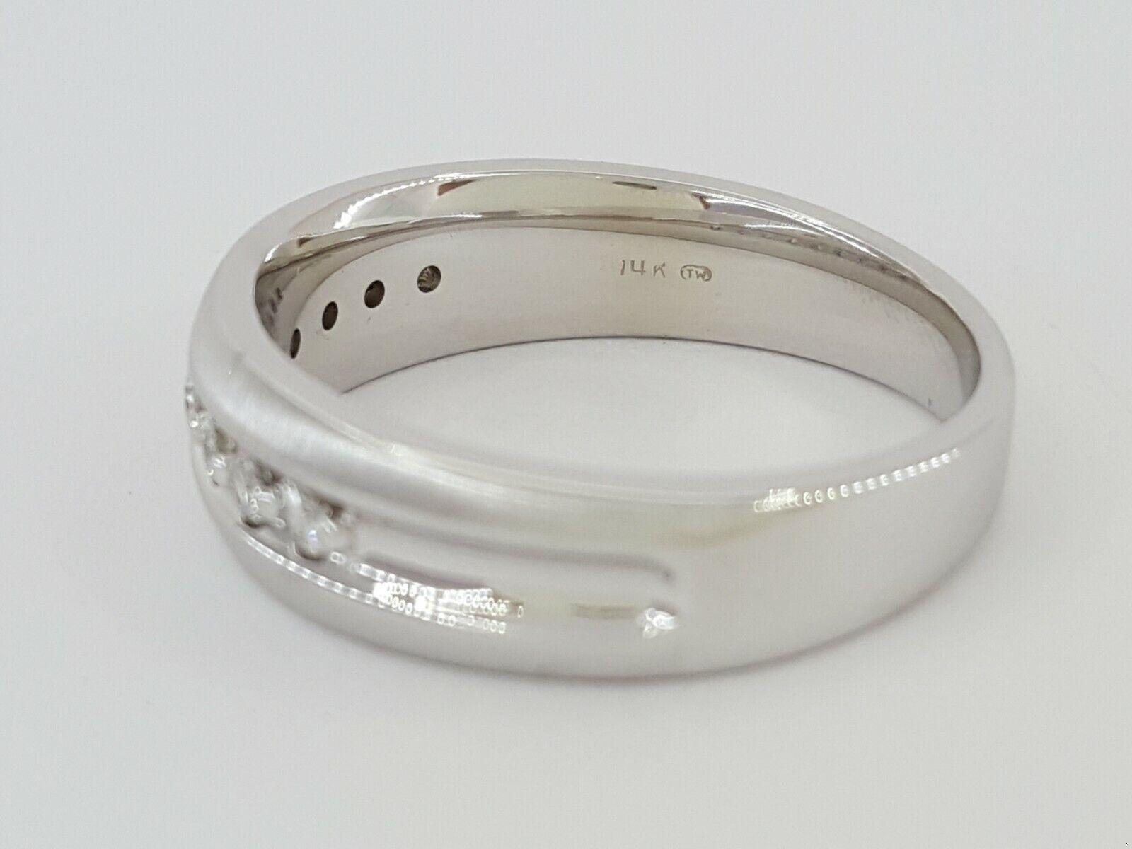 0.30 ct 14K White Gold Round Cut Diamond Channel Set Wedding Band Ring 6.3mm