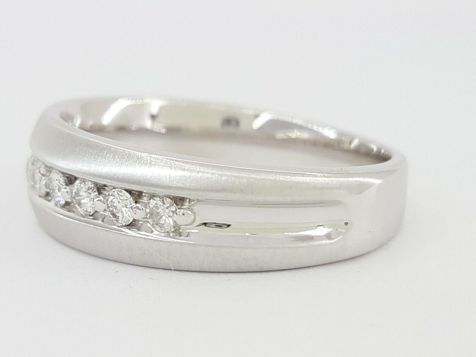 0.30 ct 14K White Gold Round Cut Diamond Channel Set Wedding Band Ring 6.3mm