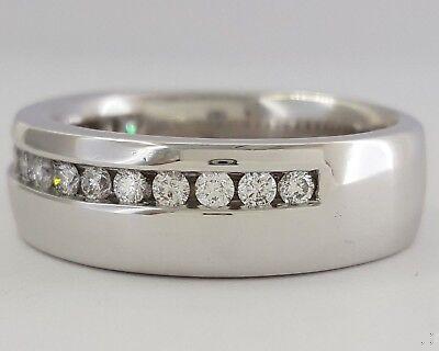 0.5 ct 14k White Gold Round Cut Diamond Wedding Band Ring 12.5 Grams 7 mm