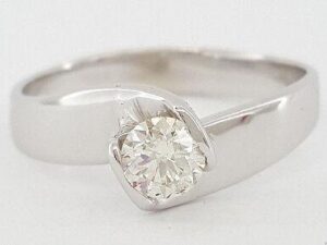 Round Diamond By-pass Solitaire Engagement Ring 0.30 ct 18K White Gold Rtl $2K