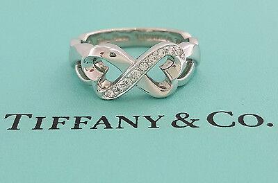 Tiffany & Co 18K Paloma Picasso Double Loving Heart 0.08 ct Round Diamond Ring
