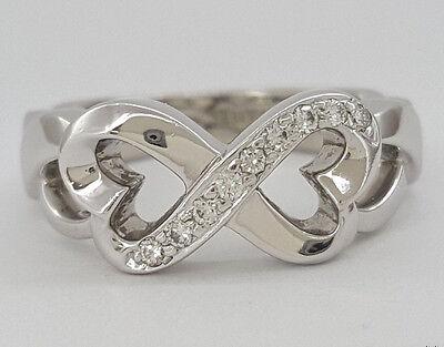 Tiffany & Co 18K Paloma Picasso Double Loving Heart 0.08 ct Round Diamond Ring