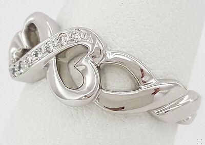 Tiffany & Co 18K Paloma Picasso Double Loving Heart 0.08 ct Round Diamond Ring