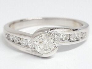 Round Brilliant Cut Diamond By-Pass Engagement Ring 0.60 ct 14k White Gold