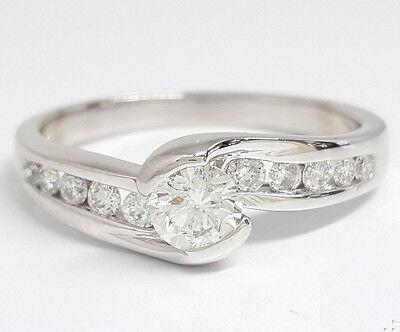 Round Brilliant Cut Diamond By-Pass Engagement Ring 0.60 ct 14k White Gold
