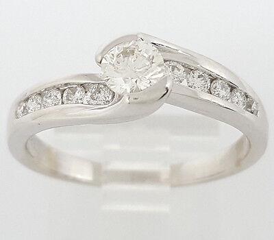 Round Brilliant Cut Diamond By-Pass Engagement Ring 0.60 ct 14k White Gold