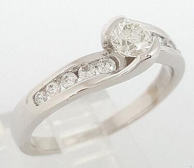 Round Brilliant Cut Diamond By-Pass Engagement Ring 0.60 ct 14k White Gold