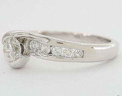 Round Brilliant Cut Diamond By-Pass Engagement Ring 0.60 ct 14k White Gold
