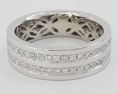 Two Row Round Diamond Channel Set 1 ct 14K White Gold Wedding Band / Ring 7.6mm