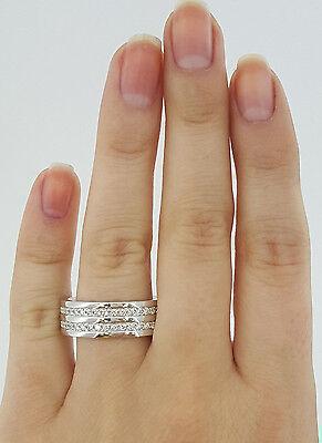 Two Row Round Diamond Channel Set 1 ct 14K White Gold Wedding Band / Ring 7.6mm