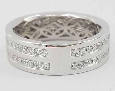 Two Row Round Diamond Channel Set 1 ct 14K White Gold Wedding Band / Ring 7.6mm