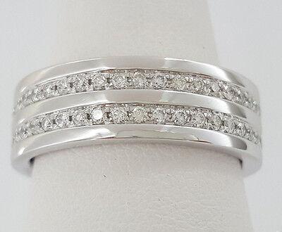 Two Row Round Diamond Channel Set 1 ct 14K White Gold Wedding Band / Ring 7.6mm