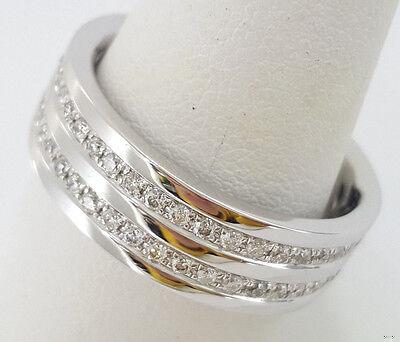 Two Row Round Diamond Channel Set 1 ct 14K White Gold Wedding Band / Ring 7.6mm